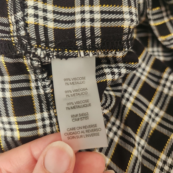NWT Gingham Black White Check Faux Wrap Ruffle Dress with Gold Metallic Detail - Picture 6 of 7